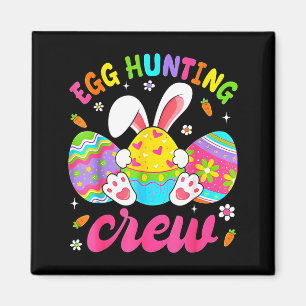 Aimant Joyeux lapin de Pâques équipe de chasse aux œufs f