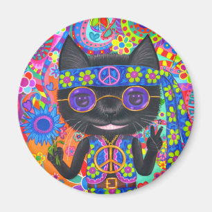 Aimant Joyeux lunettes de soleil hippie pour chats pour l