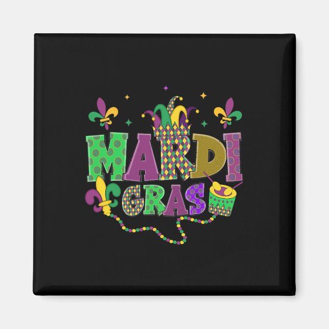 Aimant Joyeux Mardi Gras Carnaval Fat Mardi Fleur De Lis (Devant)