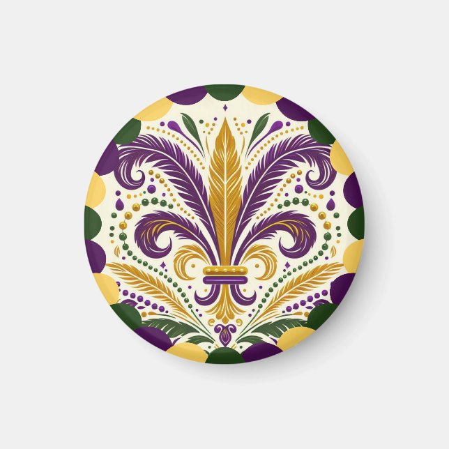 Aimant Joyeux Mardi Gras fleur de lis (Devant)