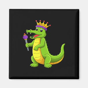 Aimant Joyeux Mardi Gras King Crocodile Funny Mardi Gras