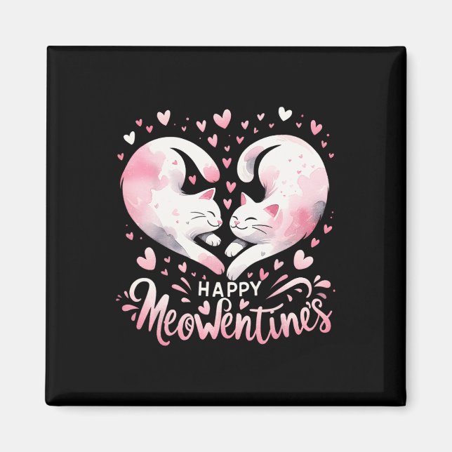 Aimant Joyeux Meowentin de la Saint-Valentin drôle de cha (Devant)