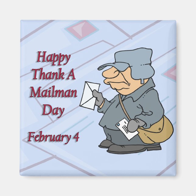 Aimant Joyeux Merci à un Mailman Day 4 février (Devant)