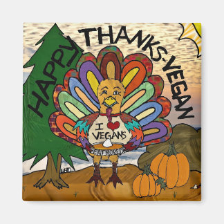 Aimant Joyeux Merci Vegan Thanksgiving Dinde