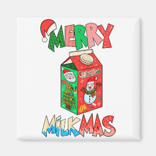 Aimant Joyeux Milkmas drôle de Noël Lait Santa Bonhomme d