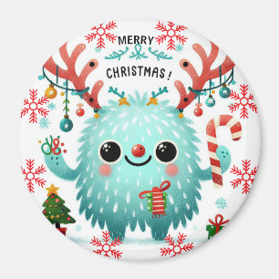 Aimant Joyeux monstre bleu Noël mignon