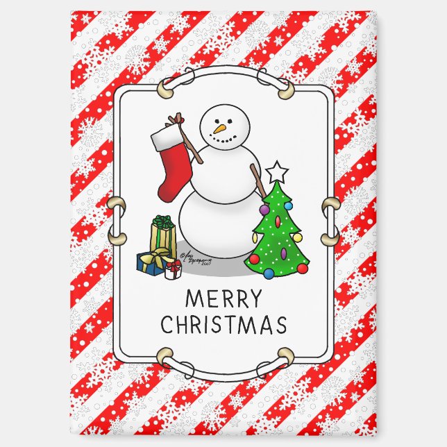 Aimant Joyeux Noël 2 Arbre Stocker Snowman (Recto)