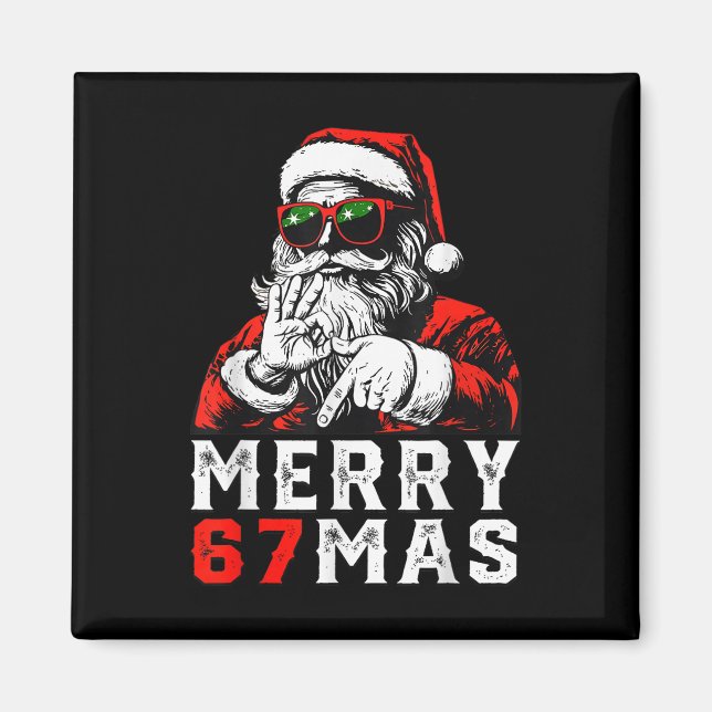 Aimant Joyeux Noël 6 7 Mème Drôle Santa 67 Main Xmas  (Devant)