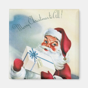 Aimant Joyeux Noël à tous (Père Noël rétro)