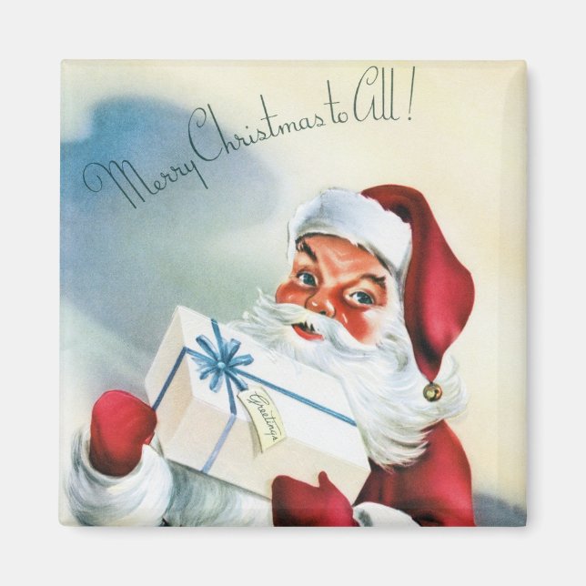 Aimant Joyeux Noël à tous (Père Noël rétro) (Devant)