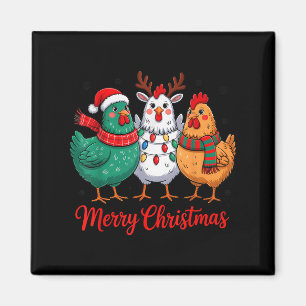 Aimant Joyeux Noël Agriculteur de poulets Animal Chapeau