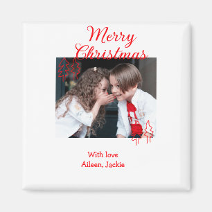 Aimant Joyeux Noël arbre de Noël rétro photo enfants