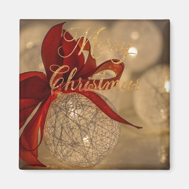 Aimant Joyeux Noël avec des boules légères (Devant)