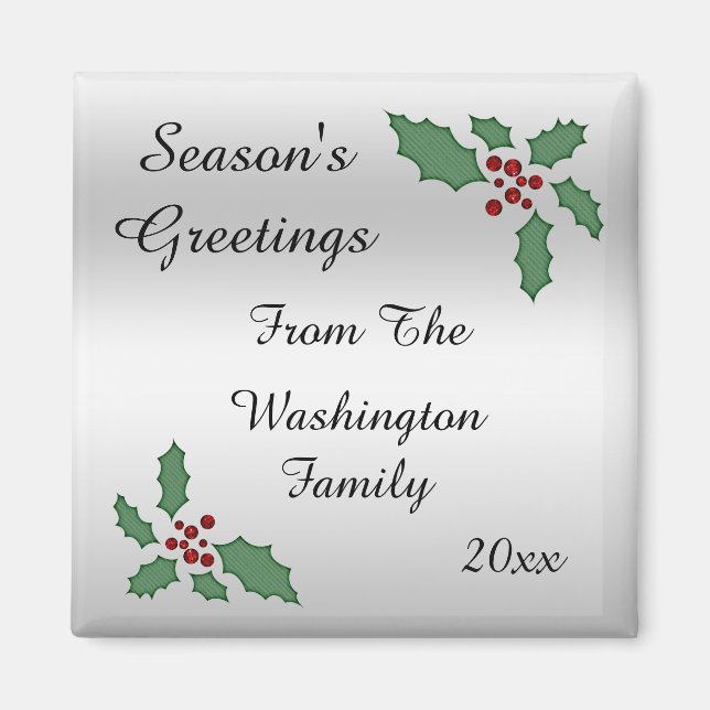 Aimant Joyeux Noël & Baies de Noël  Vœux de la saison (Devant)