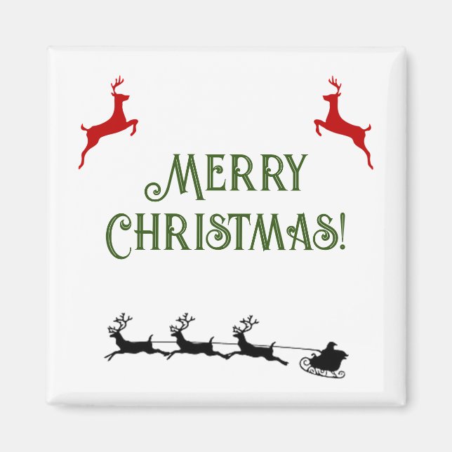 Aimant Joyeux Noël Bannière Red Reindeer (Devant)