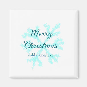 Aimant Joyeux Noël bleu flocons parties scintillant étinc