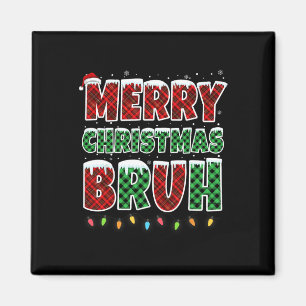 Aimant Joyeux Noël Bruh Rouge Vert Rouge Plaqué Feux de N