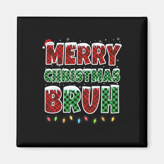 Aimant Joyeux Noël Bruh Rouge Vert Rouge Plaqué Feux de N (Devant)