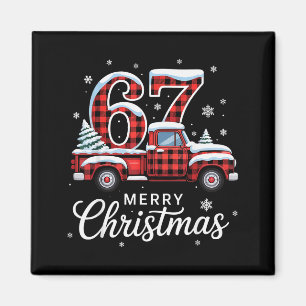 Aimant Joyeux Noël Camion à Carreaux Rouges Famille Buffa