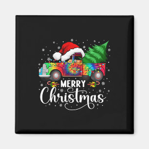 Aimant Joyeux Noël Camion Arbre Chapeau de Père Noël Lumi