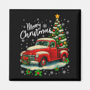 Aimant Joyeux Noël Camion Rouge Drôle Arbre de Noël Famil