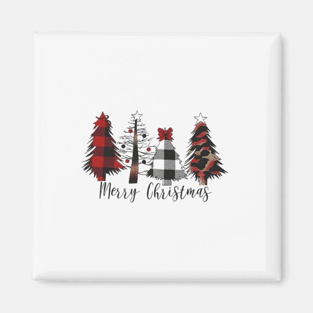 Aimant Joyeux Noël Carreaux Léopard Buffalo Noël Arbre (Devant)