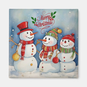 Aimant Joyeux Noël, Célébration des Bonhommes de Neige