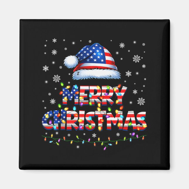 Aimant Joyeux Noël Chapeau de Père Noël Pjs Pyjama Drapea (Devant)