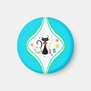 Aimant Joyeux Noël Chat Siamois Rétro 