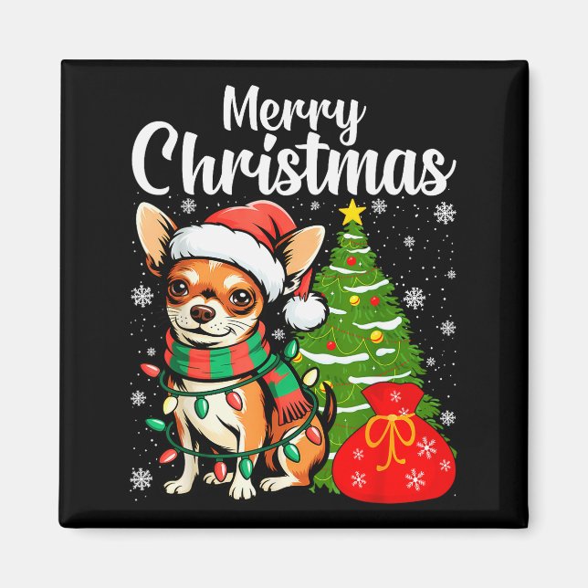 Aimant Joyeux Noël Chihuahua  (Devant)
