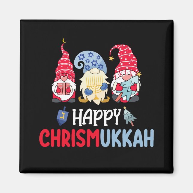 Aimant Joyeux Noël Chrismukkah Gnomes Hanoukka Joyeux Noë (Devant)
