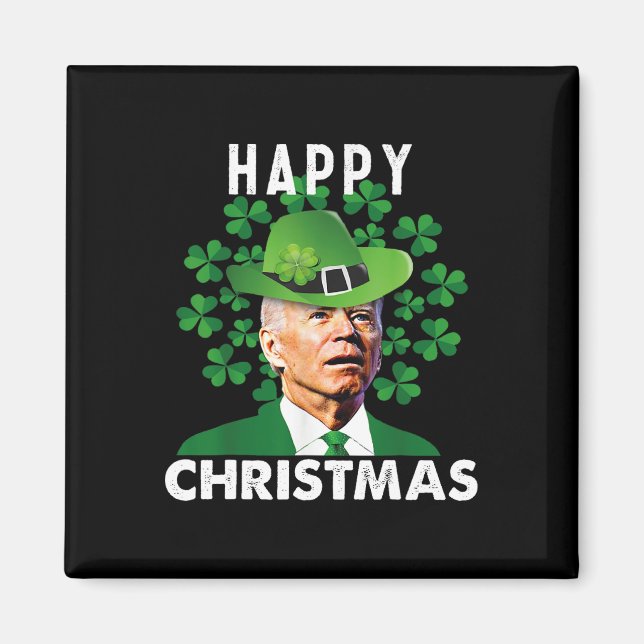 Aimant Joyeux Noël Confus Drôle Joe Biden St Patric (Devant)