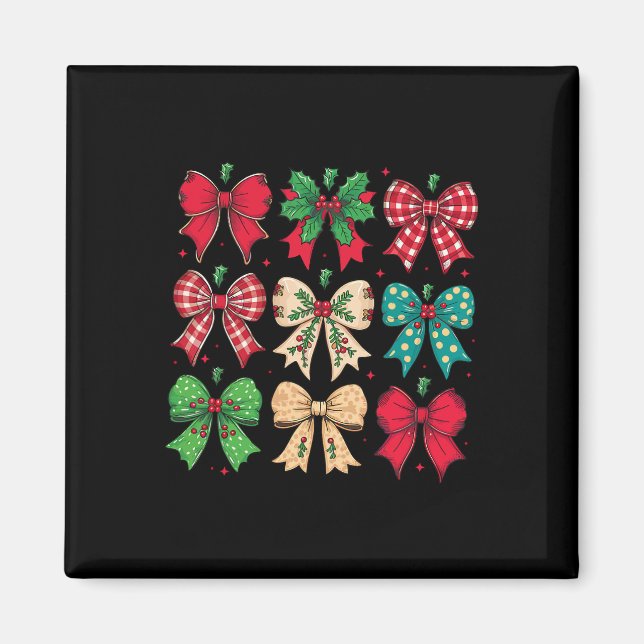 Aimant Joyeux Noël Coquette Bow Xmas Pyjamas Famille M (Devant)