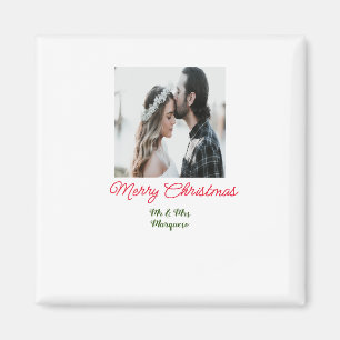 Aimant Joyeux Noël couple photo ajouter nom heureux vacan