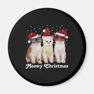 Aimant Joyeux Noël Cute Chat avec Père Noël