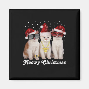 Aimant Joyeux Noël Cute Chat avec Père Noël
