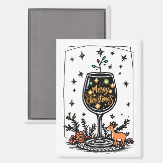 Aimant Joyeux Noël dans un verre de vin