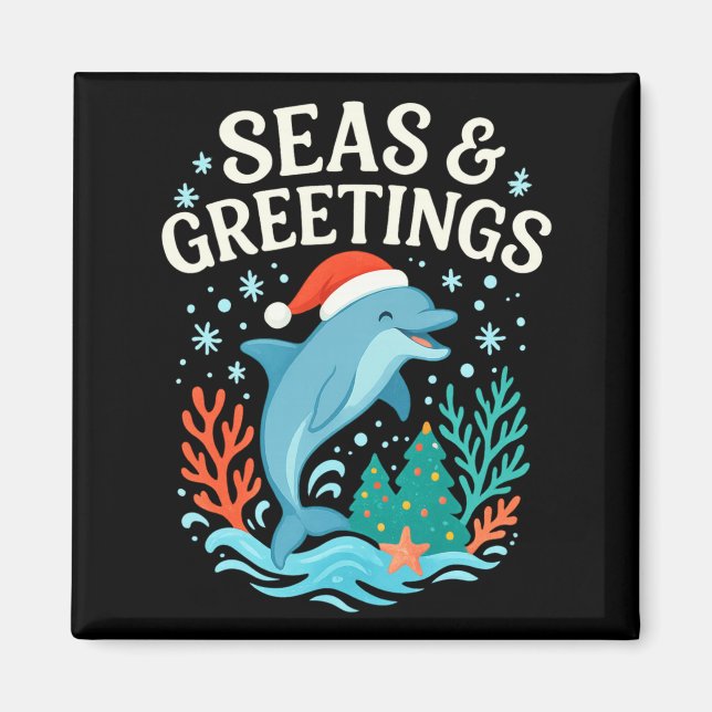Aimant Joyeux Noël des mers profondes et salutations (Devant)