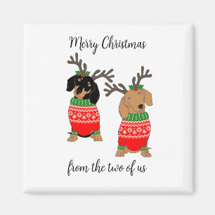 Aimant Joyeux Noël Deux Dachshunds Jumelés