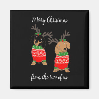 Aimant Joyeux Noël Deux Dachshunds Jumelés