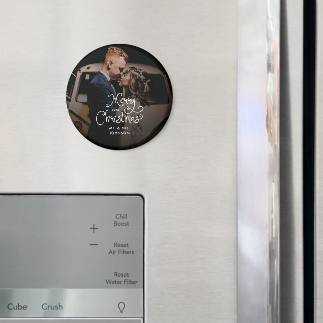 Aimant Joyeux Noël Écriture Fantaisiste Photo Personnalis (In situ (réfrigérateur))