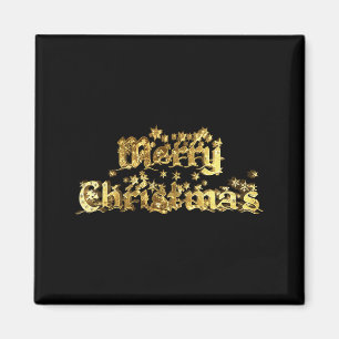 Aimant Joyeux Noël Élégantes Étoiles Dorées Tygraphie 