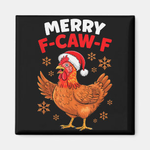 Aimant Joyeux Noël F-caw-f drôle de Santa Poule