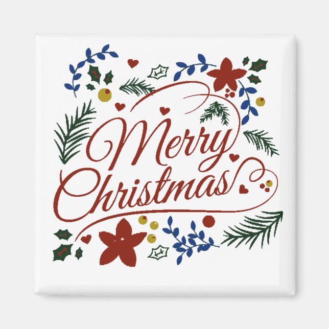 Aimant Joyeux Noël floral   (Devant)
