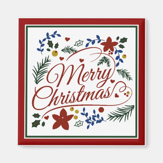 Aimant Joyeux Noël floral Magnétique (Devant)