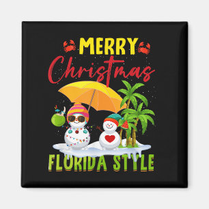 Aimant Joyeux Noël Floride Style Bonhomme de Neige Vacanc