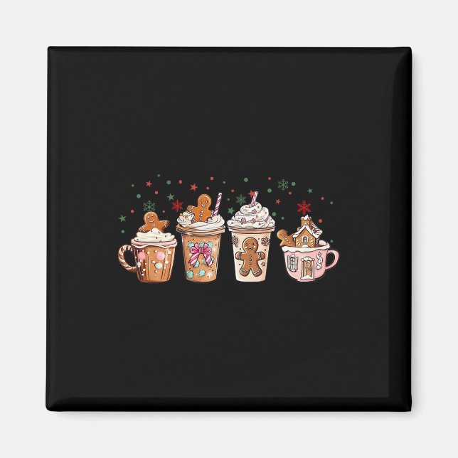 Aimant Joyeux Noël Gingerbread Cookie Café Cups Lat (Devant)