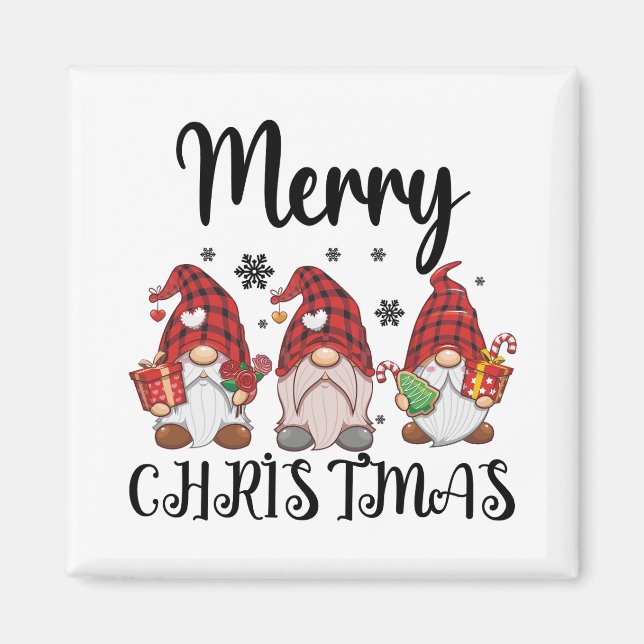 Aimant Joyeux Noël Gnomies Gnomes de Noël  (Devant)