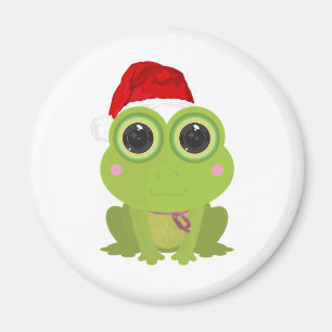 Aimant Joyeux Noël Grenouille Chapeau de Père Noël Fête d