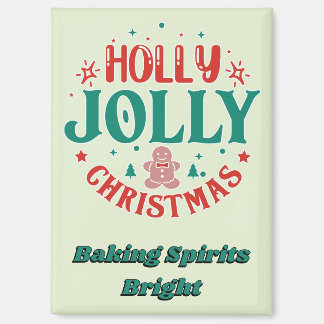 Aimant Joyeux Noël Holly Jolly Homme en Pain d'Épices Rét